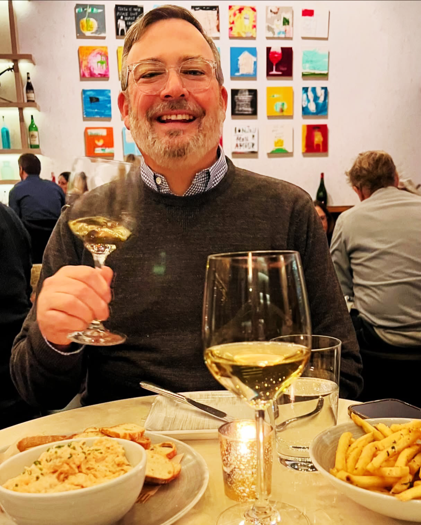 Pat Hiley - enjoying wine